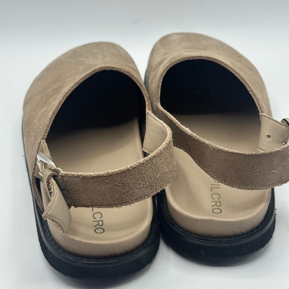 ANTHROPOLOGIE x PILCRO Suede Leather Slingback Mules Tan Taupe Sz 40/10 - Picture 5 of 8